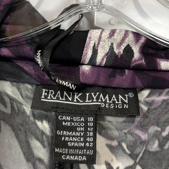 Frank Lyman Design, Chic Designer Tunic, Size 10, Black, White, Purple - Picture 4 of 10